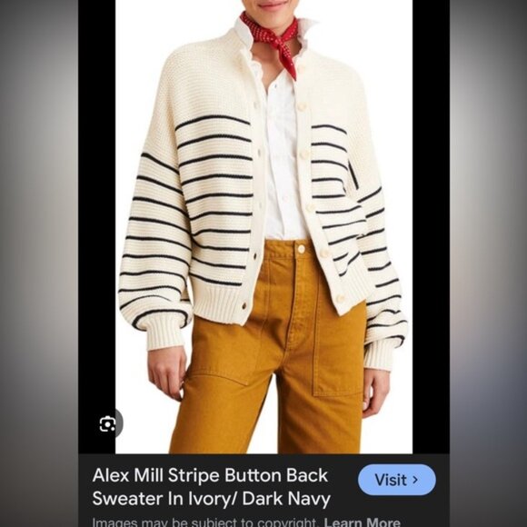 Alex Mill Red and White Striped Cardigan - Picture 5 of 5